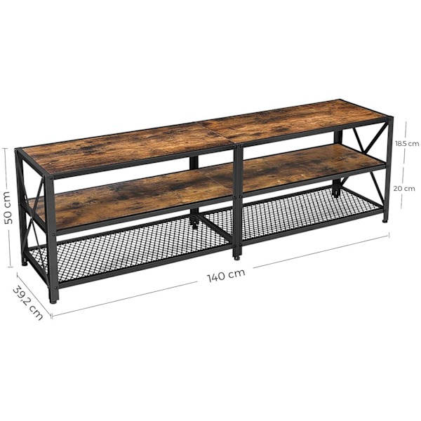 Rootz Tv-møbler - Tv-møbler - Tv-skab Industrielt - Sofabord - Brun/Sort - 160 x 39,2 x 50 cm (LxBxH)