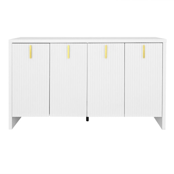 Rootz Minimalist Sideboard - Modern förvaringsenhet - Elegant skåp - Justerbara avdelare - Vit & Guld - 140L x 38W x 80H cm