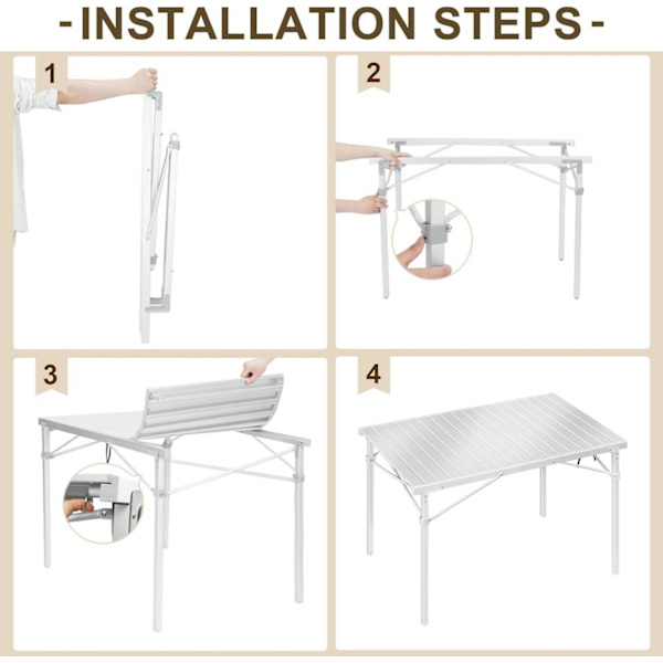 Rootz Campingbord - Fällbart bord - Hopfällbart utomhusbord - Aluminiumram - 69cm x 70cm x 104cm
