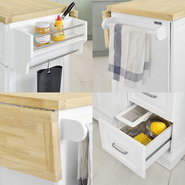 Rootz Extendable Kitchen Island Kitchen - Kaappiseinäkeittiö - Säilytysvaunu kumipuutyötasolla