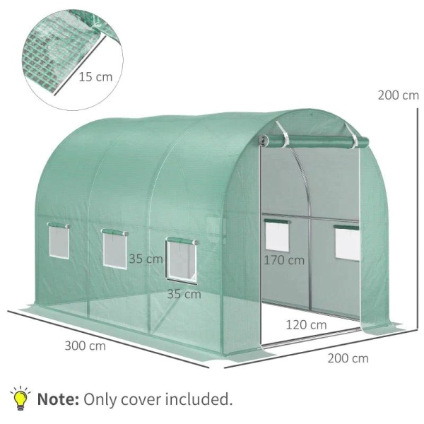 Rootz Tunnel Drivhus Cover - Drivhus Cover - Have Tunnel Drivhus - Folie Tunnel Drivhus - Polyethylen - Grøn