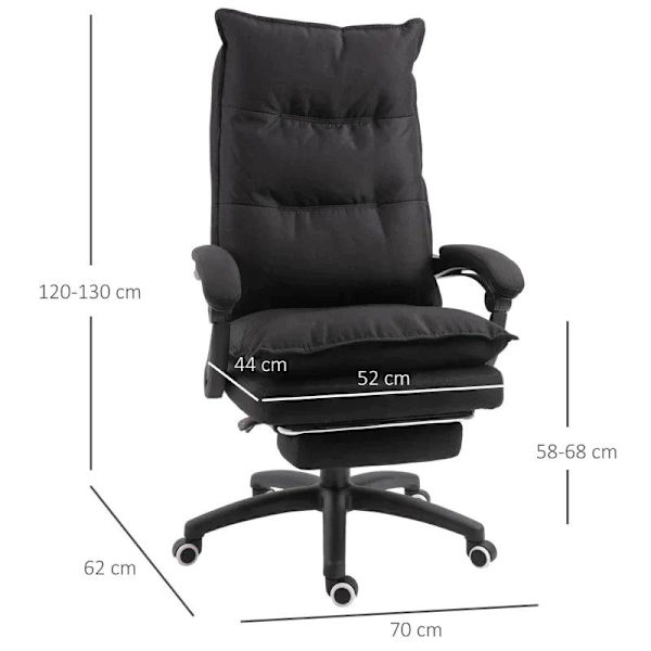 Rootz Kontorstol - Massage Kontorstol - Massagefunktion - Højdejusterbar - Nylon - Sort - 70 x 62 x 120-130 cm