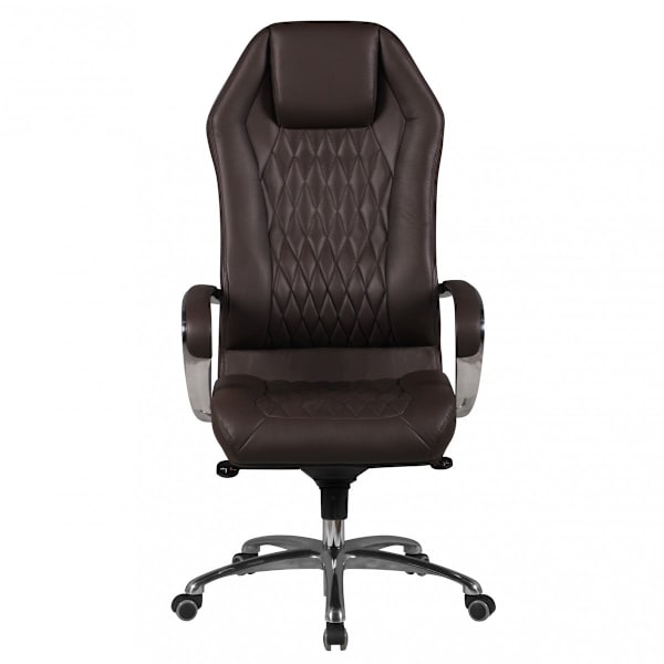 Rootz Executive Chair - Diamantdesign - Äkta läder - Armstöd i aluminium - Ergonomiska - Andas - Brun/Silver - 126-136cm x 67cm x 45cm