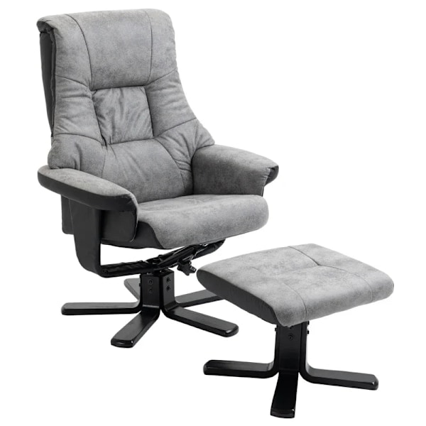 Rootz avslappningsstol med pall - 360° vridbar - 135° tippbar - vilstol - ventilerande överdrag - Grå - 78 x 82,5 x 109 cm