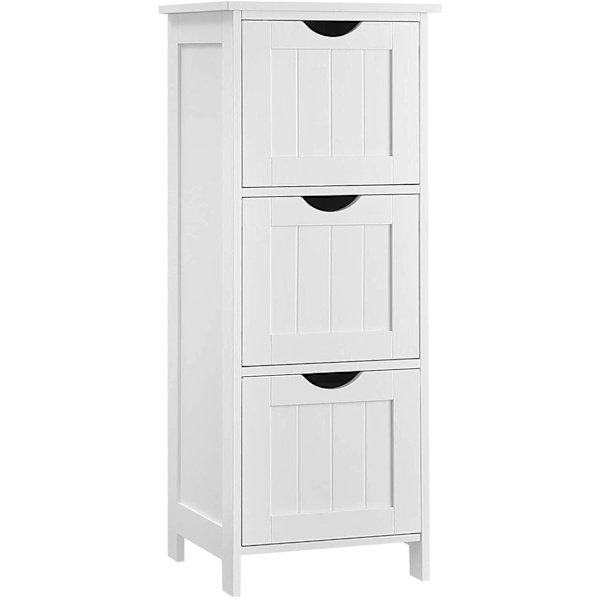 Rootz Opbevaringsskab - Badeværelsesskab - Kommode - 3 skuffer - Hvid - Stående skab - MDF - 32 x 30 x 81 cm