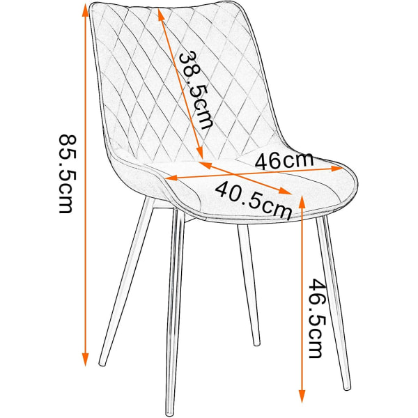 Rootz Velvet Matstolar Set med 4 - Eleganta stolar - Bekväma sittplatser - Hållbar konstruktion - Enkel montering - Sammet och metall - 46 x 40,5 cm S