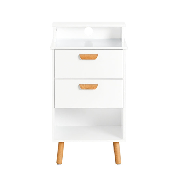 Rootz Sengebord - Natbord - Sidebord - Funktionelt med privatliv - Trådhul til opladning - Robuste bøgeben - 40 cm x 71 cm x 35 cm