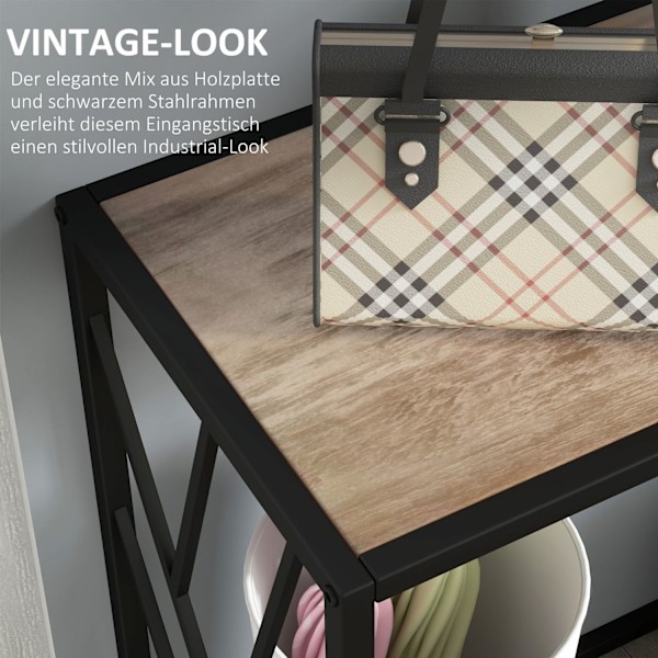 Rootz Console Table - Hallway Table - Industrial Design - Robust Metal Frame - 120 cm x 35 cm x 75 cm