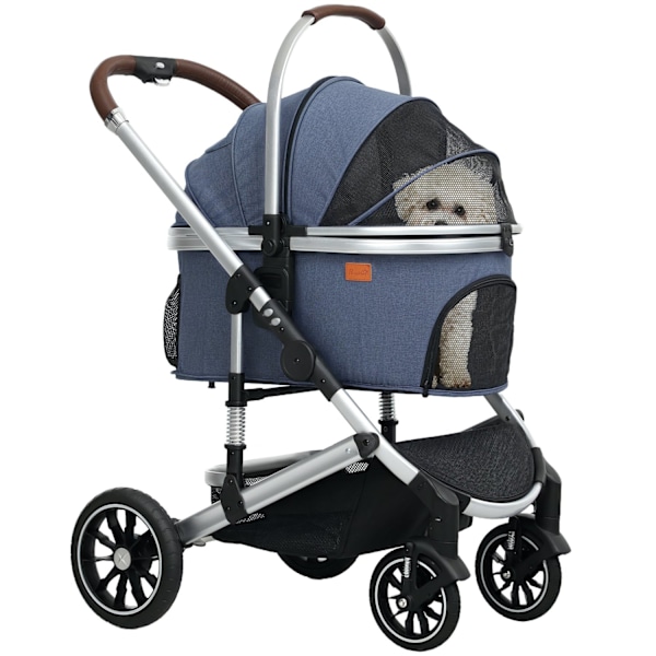 Rootz 3 i 1 Dog Buggy - Pet Car Seat - Foldbar Carrier - Lätt design - 83 cm x 61 cm x 103 cm, blått, silver