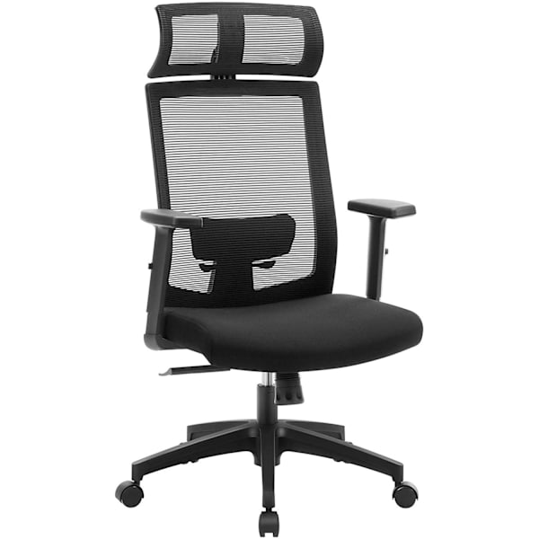 Rootz Kontorstol - Kontorstol - Ergonomisk - 360° drejestol - Lændestøtte - Nakkestøtte - Justerbar - Tiltbar - Sort