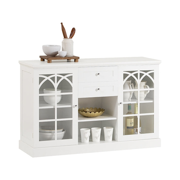 Rootz Köksskåp Skänk - Hallgarderob - Kommod - MDF och glaskonstruktion - Rymlig förvaring - Dammfri display - Enkel montering - 120cm x 78cm x 39cm