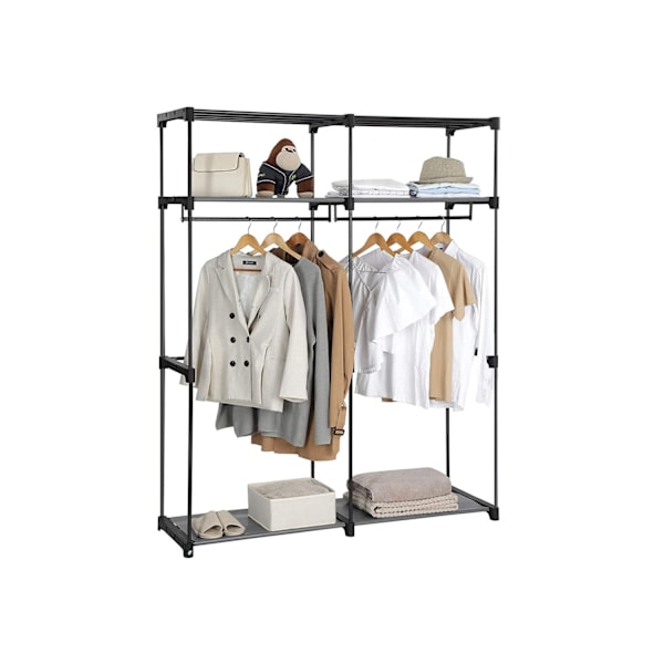 Rootz Stofgarderobe - Transportabelt skab - Sammenklappeligt tøjstativ - Ikke-vævet stof - 140 cm x 43 cm x 174 cm