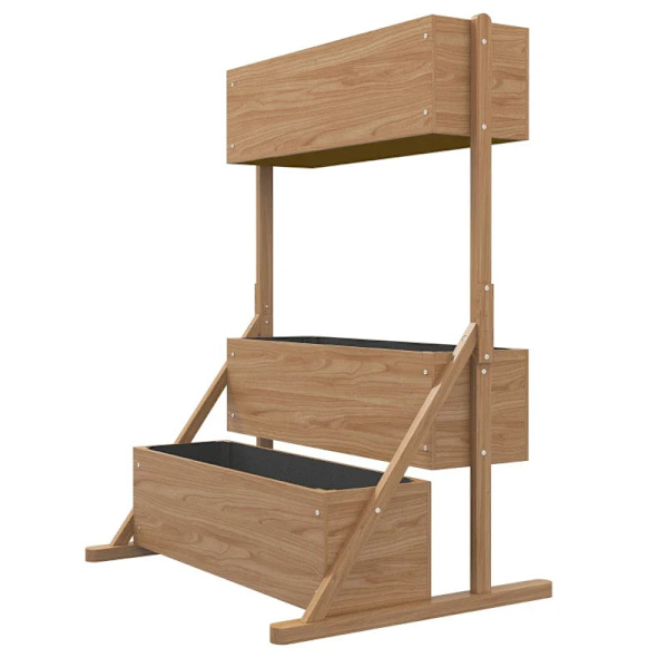 Rootz upphöjd säng - 3 blomlådor - väderbeständig - Dräneringshål - Innerfoder - Naturträ ram - 108 x 80 x 140 cm