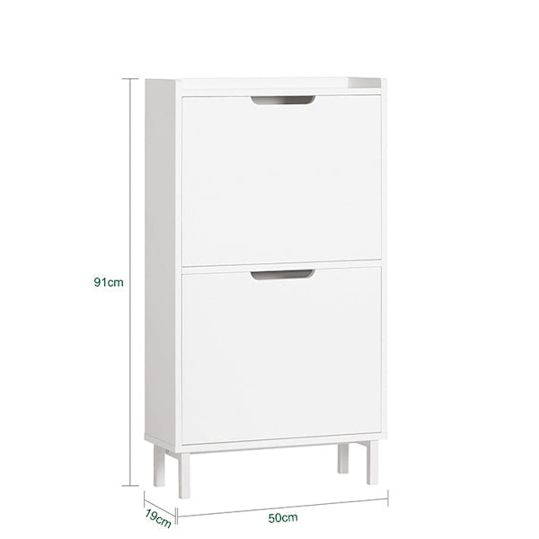 Rootz Skoskab med 2 klapper - Skovipper - Skokommode - Pladsbesparende design - Alsidig opbevaring - Forbedret stabilitet - Hvid - 50 cm x 91 cm x 19