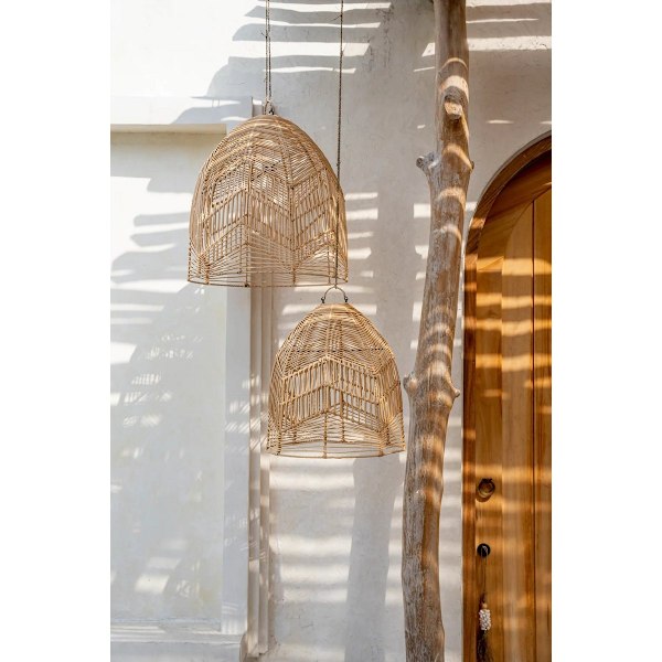 Rootz Bala -riipus - Boho -lamppu - Rattan Light - silmiinpistävä sisustus - 40 cm x 40 cm x 42 cm