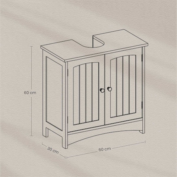 Rootz -pesuallaskaappi - Vanity Unit - Pohjakaappi - Kompakti säilytys - MDF White - 60 cm x 60 cm x 30 cm