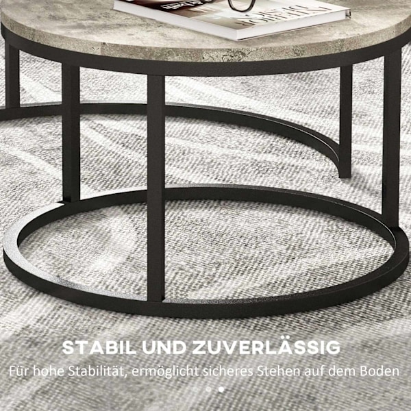 Rootz sofabordsæt - Rundt sætborde - Industriel design - Holdbart - 78,5 cm x 78,5 cm x 46,5 cm & 59 cm x 59 cm x 36,5 cm