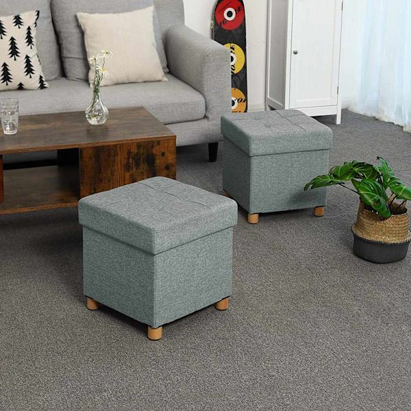 Rootz Hocker - Pall med förvaring - ottomansk - Grå sittstol med förvaringsutrymme - 38 x 40 x 38 cm (B/H/D)