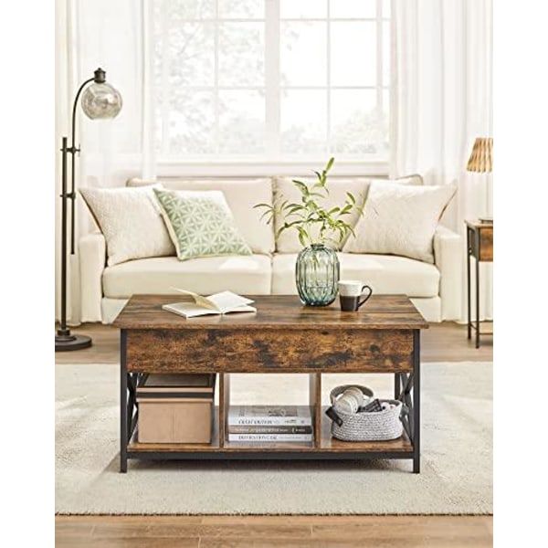 Rootz Sofabord - Højdejusterbart bord - Lift-top Sofabord - Convertible Sofabord - Multifunktionelt bord - Alsidigt Sofabord - Vintage Brun-sort - 60