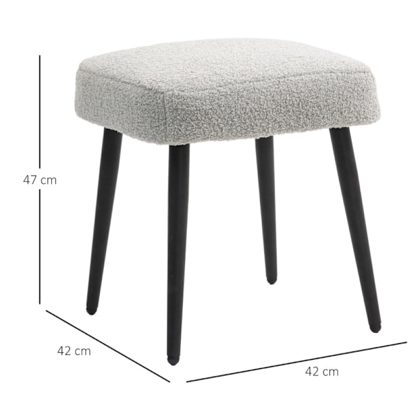 Rootz skammel - Fodstøtte Ottoman - Cashmere Look - Blød polstring - Stålben - Lysegrå - 42cm x 42cm x 47cm