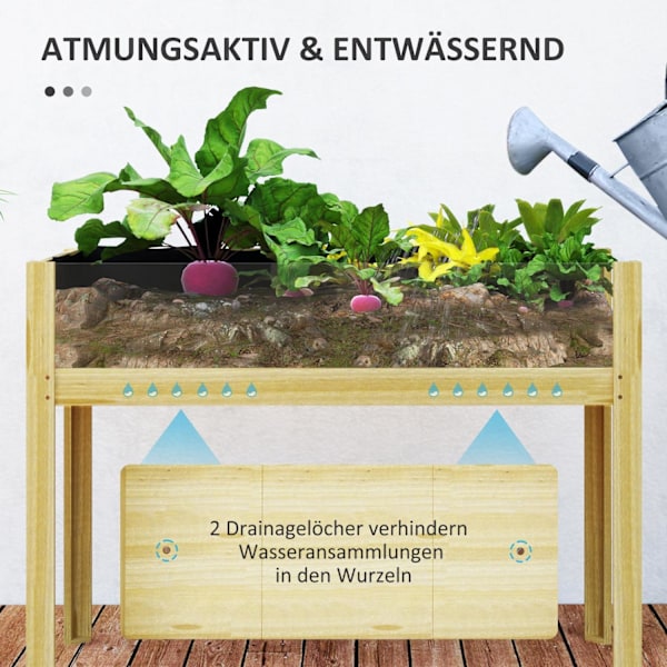 Rootzin korotettu puutarhakerrova - Kasvien laatikko - Kukkastin - Optimaalinen viemäröinti - 110 x 50 x 80 cm
