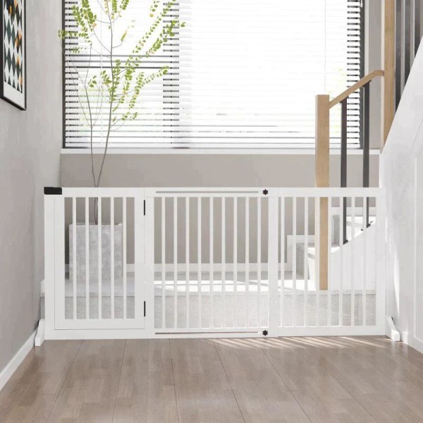Rootz Pet Gate - Koiraportti - Koiran este - Turvaportti - Valkoinen - 113-166 x 36 x 71 cm
