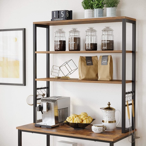 Rootz Vintage brun-sort køkkenhylde - Pantry Organizer - Opbevaringsstativ - Spånplade og stål - 80 cm x 40 cm x 167 cm - 21 kg - 90 kg Belastningskap