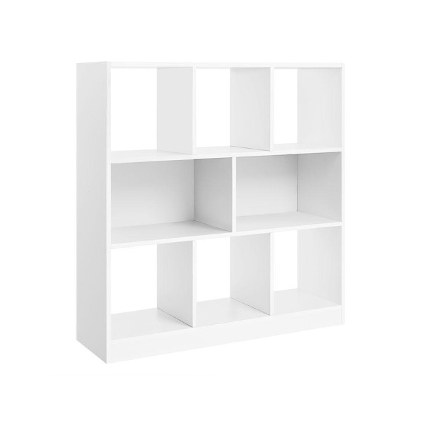 Rootz Bogreol - Bogreol - 8 Rum Bogreol - Moderne reol - Reol - Åben reol - Høj reol - Hjørne reol - Bogreol Organizer - Hvid - 97,5 x 100 x 30 cm
