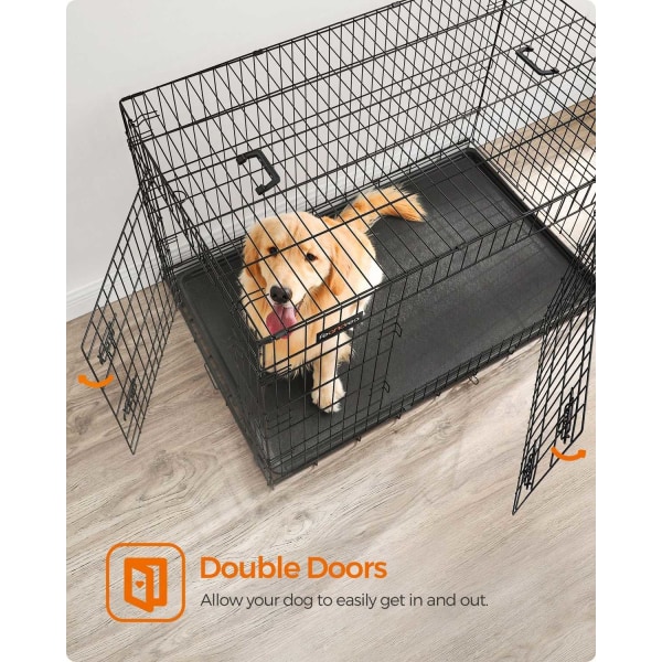 Rootz Iron Wire Dog Crate - Djurbur - Valphägn - Träningskennel - Järntrådskonstruktion - ABS-plast - 122cm x 81cm x 76cm