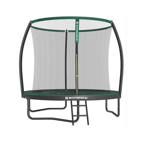 Rootz 10ft trampolin med sikkerhedsnet - Sort-grøn - Galvaniseret stålramme - PVC-kantdæksel - PP hoppemåtte - 244 cm x 239 cm - 180 cm stanghøjde - 8