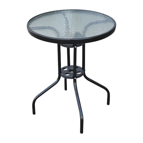 Nancy's Upland Tuintafel - Glazen Tafel - Bistrotafel - Balkontafel - Sort - Metaal - Veiligheidsglas - 60 x 70 cm