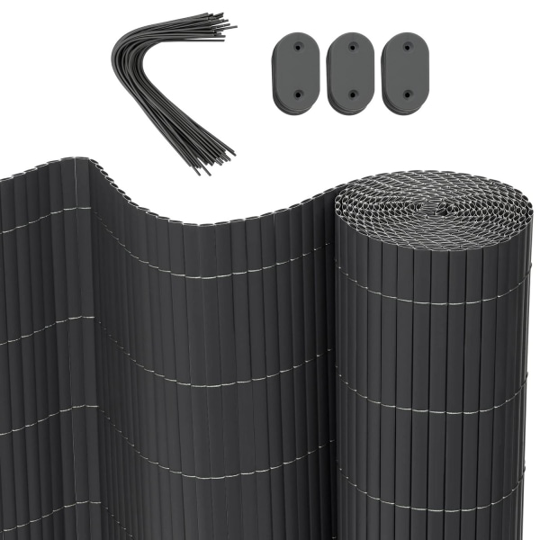 Rootz PVC Sekretessmatta - Sekretessskärm - Balkongskärm - Terrassbarriär - Trädgårdsavskiljare - Staketalternativ - Utomhusgardin - Grå - 120x300 cm