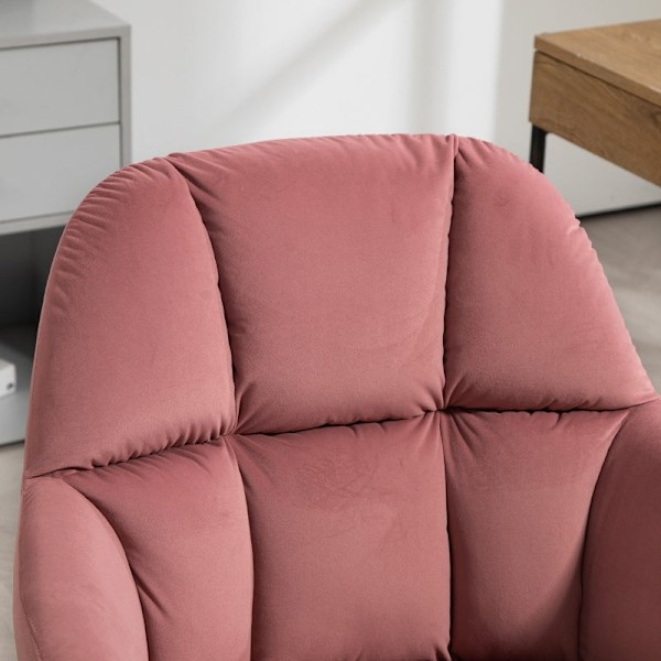 Rootz Pink Velvet Swivel Office Chair - Modern skrivbordsstol - Justerbar i höjdled - Hudvänlig stoppning - 58cm x 58,5cm x 78-86cm