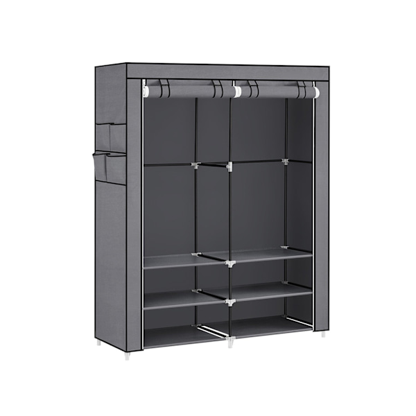 Rootz Grey Steel -vaatekaappi - Kaapin järjestäjä - Säilytyskaappi - Kuitukangas - Muovi - 45 cm x 127 cm x 176 cm - Kevyt - Tukeva - Helppo koota