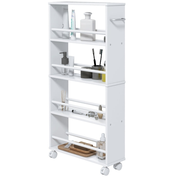 Rootz Sidevogn med hjul - Køkkenvogn - Mobil opbevaring - 360° hjul og låsning - 45W x 15D x 91H cm