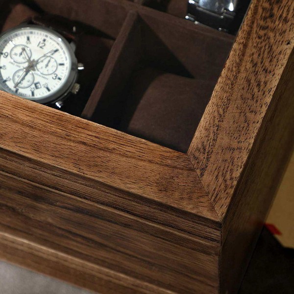 Rootz Watch Box - 8 fack Klockbox - Klockförvaringsbox - Watch Organizer Box - Klocklåda i trä - Lyxklockbox - Reseklocka Box - Watch Case Box
