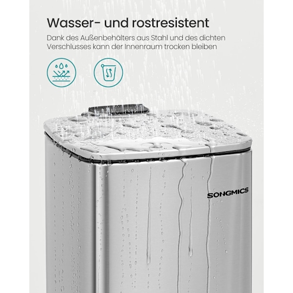 Rootz Metallic Silver Kosmetikbehållare - Sminkbehållare - Ytterbehållare av stål - Innerhink av PP - ABS-bas - Stor 23,9 cm x 19,3 cm x 25,5 cm
