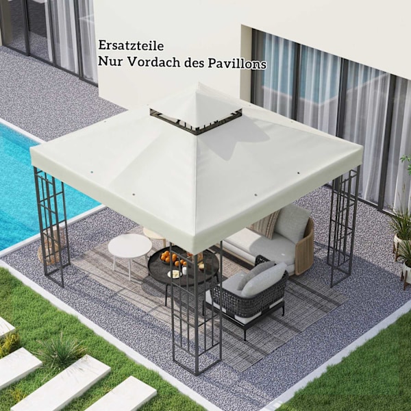 Rootz 3x3m Gazebo -tak - Ersättande presenning