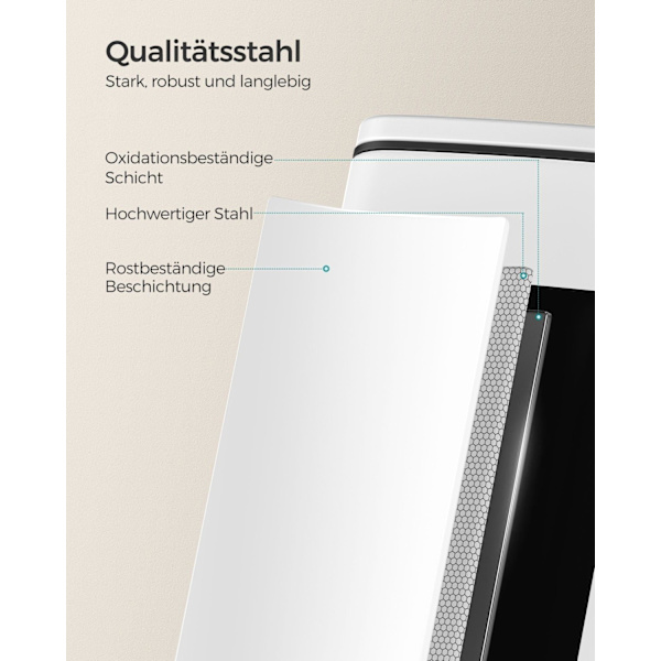 Rootz White Kosmetikspand - Makeup Organizer - Badeværelset skraldespand - Stål ydre beholder - PP plastik Indvendig spand - ABS plastik Base - 23,9 c