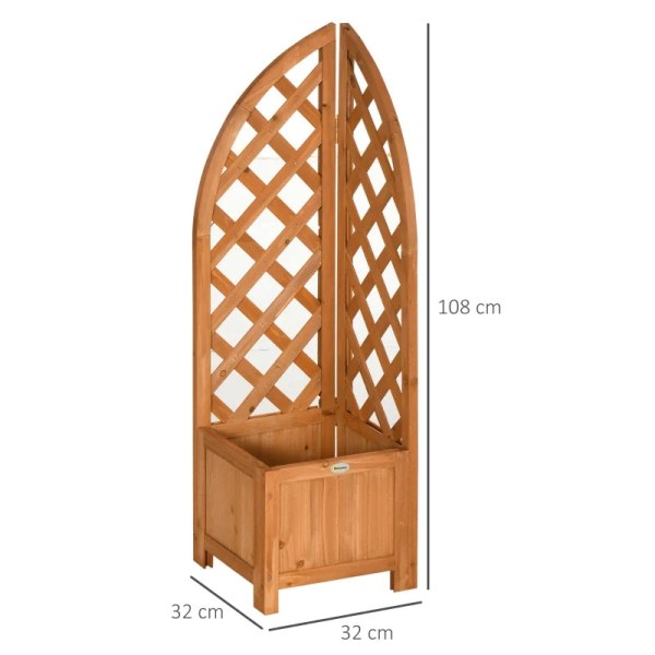 Rootz Planteringslåda med hörnspaljé - Dräneringsöppning - Väderbeständig - Naturligt trä - Brun - 32 x 32 x 108 cm