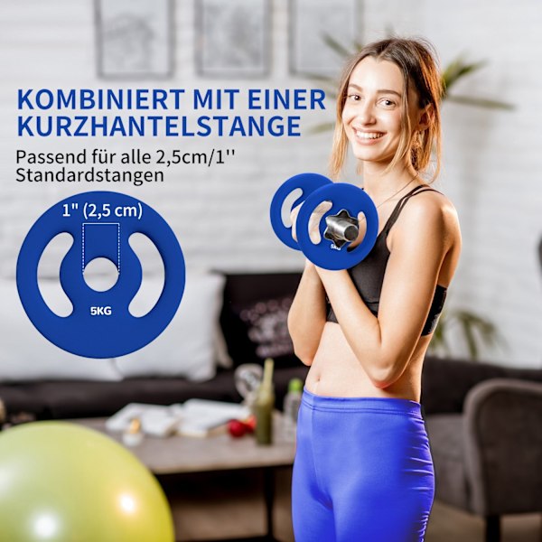 Rootz 2 x 5 kg Vægtplader - Vægtsæt - Home Gymplader - Holdbar plast - Ø20CM X 4CM - Ideel til styrketræning
