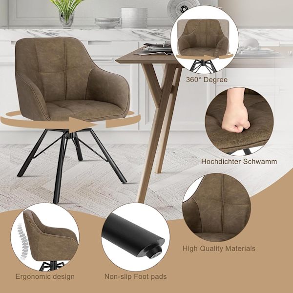 Rootz Swivel Dining Chair - Roterande Stol - Kontorsstol - Ergonomisk design - Bekväma sittplatser - Hållbar konstruktion - 58,5 cm x 82,5 cm x 54,5 c