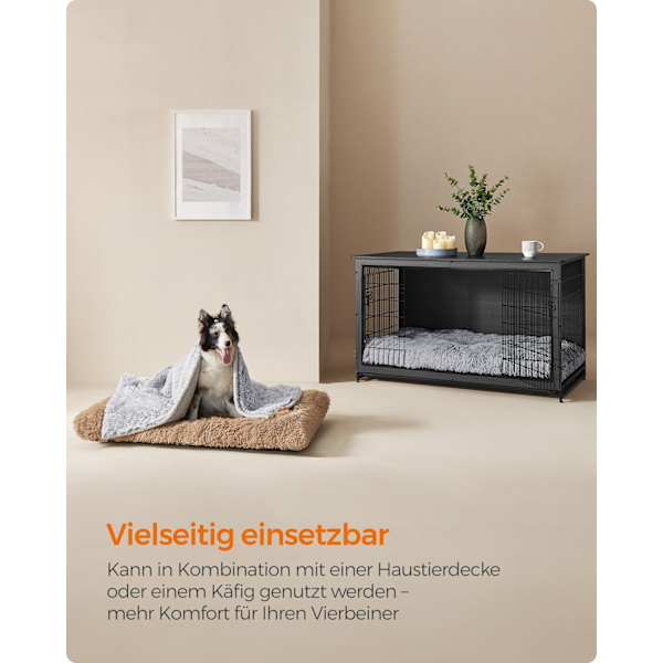 Rootz Camel Brown Hundeseng - Kæledyrsmåtte - Polstret seng - Plysmateriale - Skridsikkert stof - Ortopædisk støtte - 122 cm x 74 cm x 10 cm