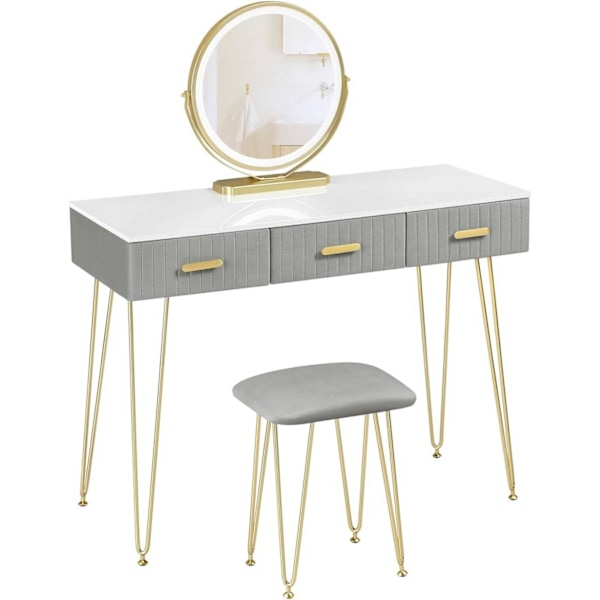 Rootz vaskebord med spejl - Makeup skrivebord - Dressing Station - LED-belysning - E1 MDF - 100 cm x 121,5 cm x 40 cm