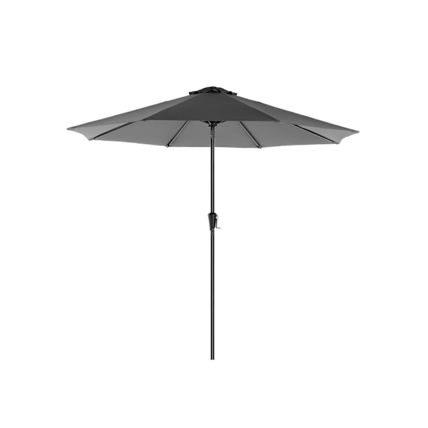 Rootz 3m Ø Grå Parasol - Udendørs paraply - Solskærm - UPF 50+ - 2,4m Højde - Rustfrit stål Mast - Ventilationsåbninger