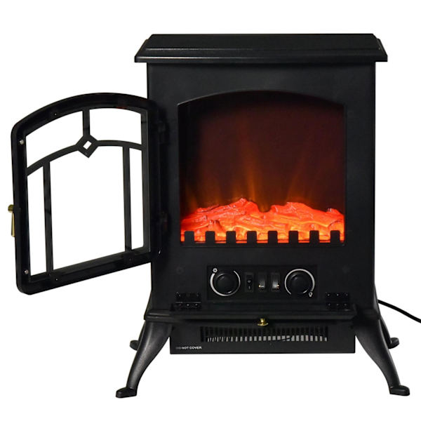 Rootz elektrisk pejs - sort - metal, glas - 16,34 cm x 11,02 cm x 21,65 cm