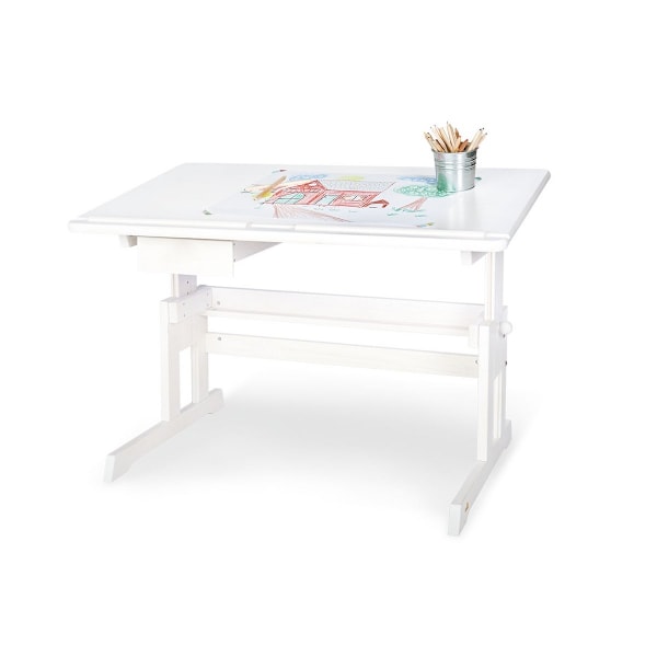 Rootz Børns skrivebord Lena - Kids Study Desk - Justerbar studiebord - Solid Pine Wood - 109 cm x 58 cm x 57-70 cm