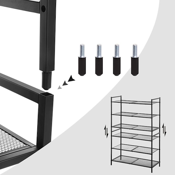Rootz skostativ - 3 niveauer - kan stables - 9-12 par sko - metal - sort