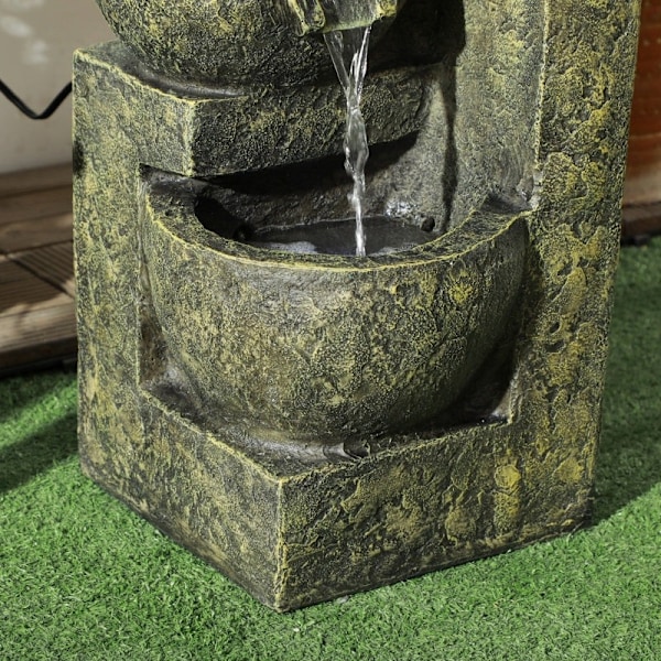 Rootz Garden Fountain - Ulkovesiominaisuus - Koristeellinen vesiputous - Säädettävä nopeus - Vintage Design - Tasainen veden virtaus - 25 x 24 x 60 cm