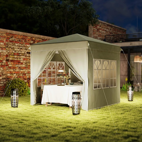 Rootz Pop Up Gazebo Tent - Garden Pavilion - Foldbar Canopy - UPF50+ UV Protection - 248L X 248W X 270H CM - Grönt